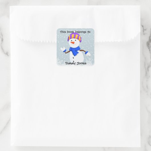 Cute Snowman Design Bookplate Sticker (Tas)