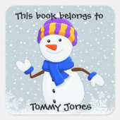 Cute Snowman Design Bookplate Sticker (Voorkant)