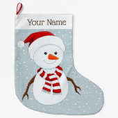 Cute Snowman Design Kerstmis stoppen Grote Kerstsok (Voorkant)