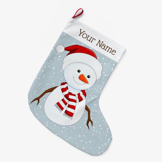 Cute Snowman Design Kerstmis stoppen Grote Kerstsok (Voorkant (Hangend))