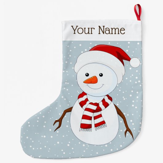 Cute Snowman Design Kerstmis stoppen Grote Kerstsok (Achterkant)