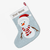 Cute Snowman Design Kerstmis stoppen Grote Kerstsok (Achterkant (Hangend))