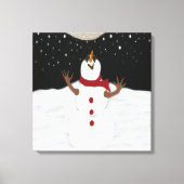 Cute Snowman die de maan schilderen Canvas Afdruk (Voorkant)