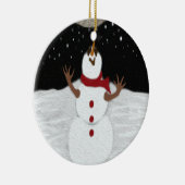 Cute Snowman die de maan schilderen Keramisch Ornament (Rechts)