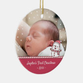 Cute Snowman Doodle Baby's eerste kerstfoto Keramisch Ornament (Rechts)