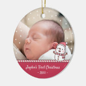 Cute Snowman Doodle Baby's eerste kerstfoto Keramisch Ornament (Links)
