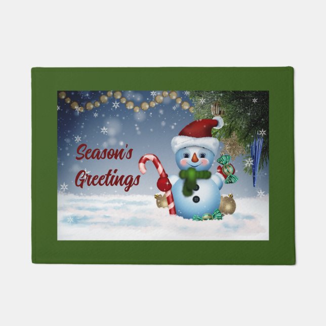 Cute Snowman door Mat (Voorkant)