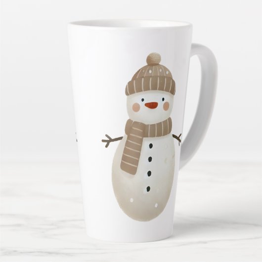 Cute Snowman Drawing Name Christmas Latte Mok (Rechterhoek)