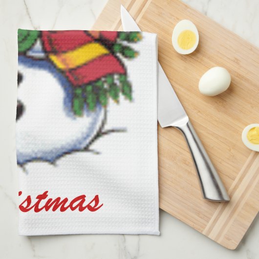 Cute Snowman en Bluebird Theedoek (Quarter Fold)