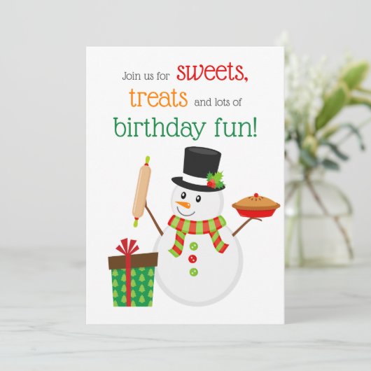 Cute Snowman en Cadeau Kerstmis Kaart (Staand voorkant)