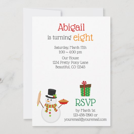 Cute Snowman en Cadeau Kerstmis Kaart (Achterkant)