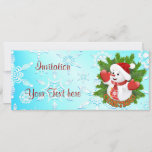 Cute Snowman en Crystal Snowflakes Invitation Kaart<br><div class="desc">Kristalsneeuwvlokken en Cute Baby Snowman achtergrond voor kerstFeestdagen</div>