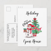 Cute Snowman en Kerstboom Open House Briefkaart (Voorkant / Achterkant)