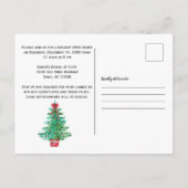 Cute Snowman en Kerstboom Open House Briefkaart (Achterkant)