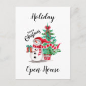 Cute Snowman en Kerstboom Open House Briefkaart (Voorkant)