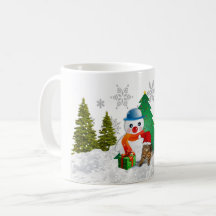 Cute Snowman en Mok kerstboomkoffie