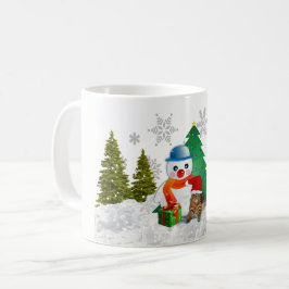 Cute Snowman en Mok kerstboomkoffie