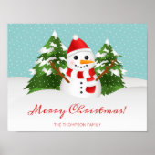Cute Snowman en  naam Kerstmis Poster (Voorkant)