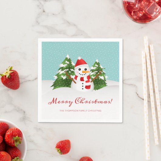 Cute Snowman en  naam Kerstmis Servet (Insitu)