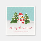 Cute Snowman en  naam Kerstmis Servet (Voorkant)