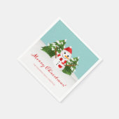 Cute Snowman en  naam Kerstmis Servet (Hoek)