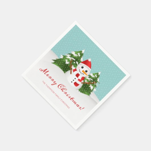 Cute Snowman en  naam Kerstmis Servet (Hoek)