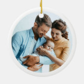 Cute Snowman en Reindeer First Kerstkeramiek Keramisch Ornament (Achterkant)