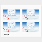 Cute Snowman en Santa Rectangular Sticker (Vel)