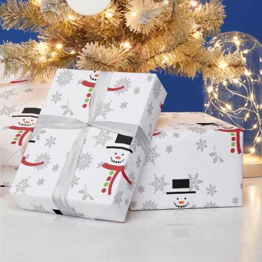 Cute Snowman en Snowflakes Craft / Gift Wrap Cadeaupapier (Feestdagen)