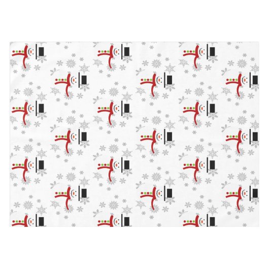 Cute Snowman en Snowflakes Holiday Tablecloth Tafelkleed (Voorkant (Horizontaal))