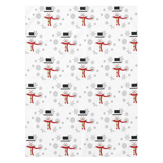 Cute Snowman en Snowflakes Holiday Tablecloth Tafelkleed (Voorkant)