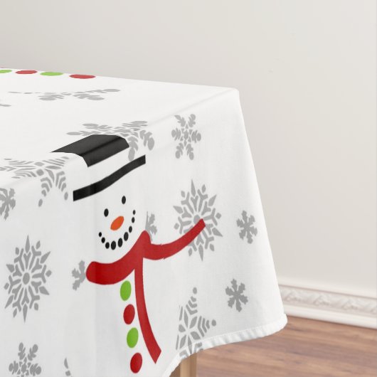 Cute Snowman en Snowflakes Holiday Tablecloth Tafelkleed (Voorbeeld)