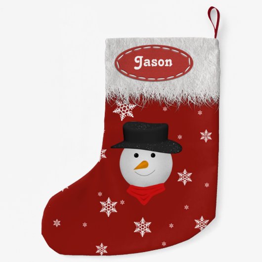 Cute Snowman en Snowflakes - kerstkousen Kleine Kerstsok (Achterkant)