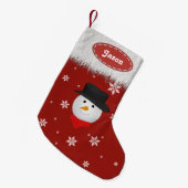 Cute Snowman en Snowflakes - kerstkousen Kleine Kerstsok (Voorkant (Hangend))
