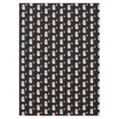 Cute Snowman en Snowflakes op zwart Tafelkleed (Voorkant)