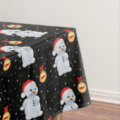 Cute Snowman en Snowflakes op zwart Tafelkleed (Voorbeeld)