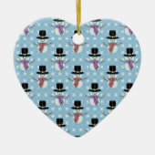 Cute Snowman en Snowflakes Pattern Keramisch Ornament (Voorkant)