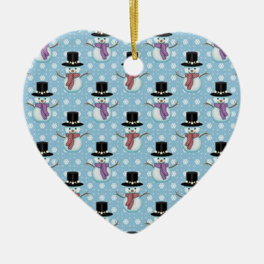 Cute Snowman en Snowflakes Pattern Keramisch Ornament (Voorkant)