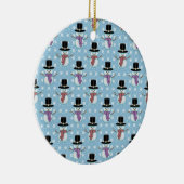 Cute Snowman en Snowflakes Pattern Keramisch Ornament (Rechts)