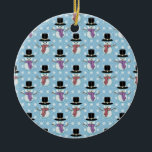 Cute Snowman en Snowflakes Pattern Keramisch Ornament<br><div class="desc">Een schattig patroon dat ik heb gemaakt met mijn illustratie van een sneeuwpop.</div>