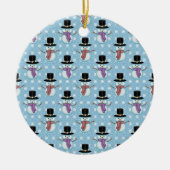 Cute Snowman en Snowflakes Pattern Keramisch Ornament (Voorkant)