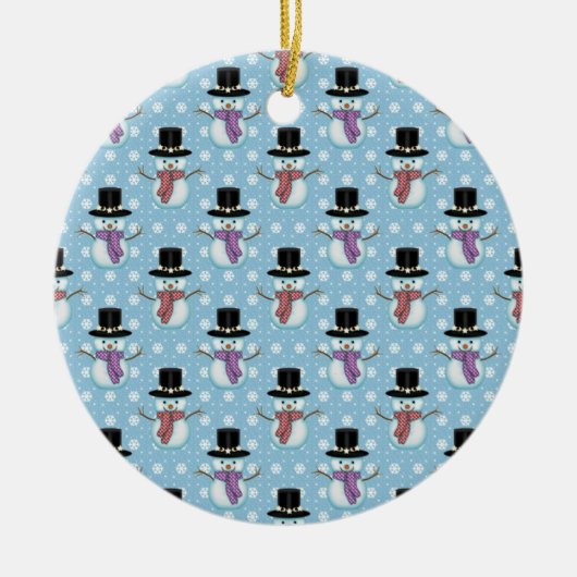 Cute Snowman en Snowflakes Pattern Keramisch Ornament (Voorkant)