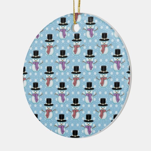 Cute Snowman en Snowflakes Pattern Keramisch Ornament (Links)