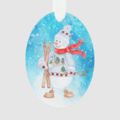 Cute Snowman en Snowski Holiday Ornament (voorkant)