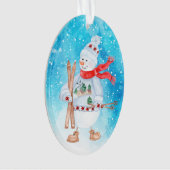 Cute Snowman en Snowski Holiday Ornament (voorkant)