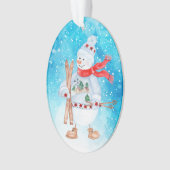 Cute Snowman en Snowski Holiday Ornament (voorkant)