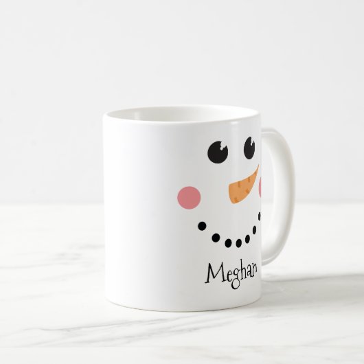 Cute Snowman Face - aangepaste naam Koffiemok (Voorkant rechts)