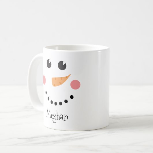 Cute Snowman Face - aangepaste naam Koffiemok (Voorkant links)