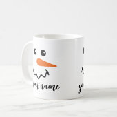 Cute Snowman Face Gepersonaliseerd Name Koffiemok (Voorkant links)
