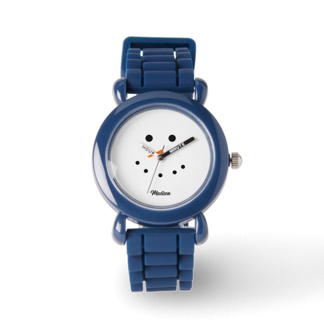 Cute Snowman Face Kerstmis - Aangepast Kind Horloge (Voorkant)